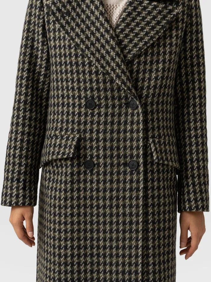 Hampton Coat 8211 Olive Houndstooth Olive Houndstooth Women Saint And Sofia Coats and Jackets