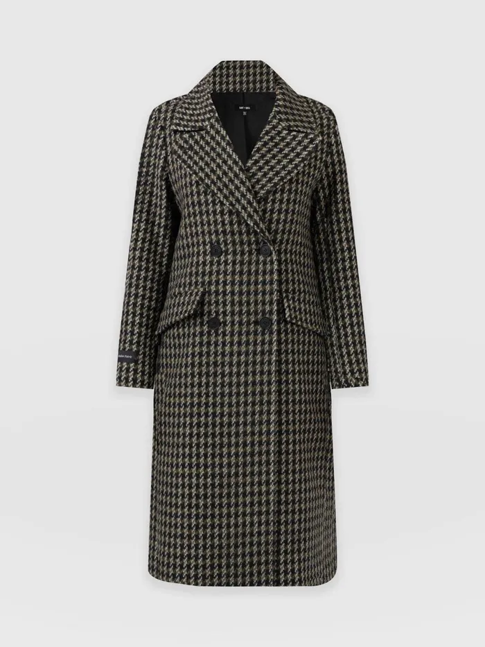Hampton Coat 8211 Olive Houndstooth Olive Houndstooth Women Saint And Sofia Coats and Jackets