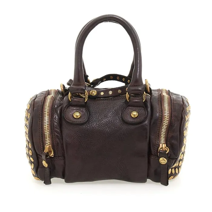 Handbags Women Campomaggi Studs Leather Bags Brown