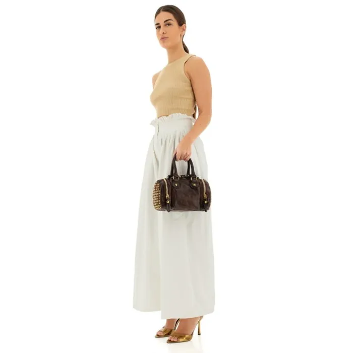 Handbags Women Campomaggi Studs Leather Bags Brown