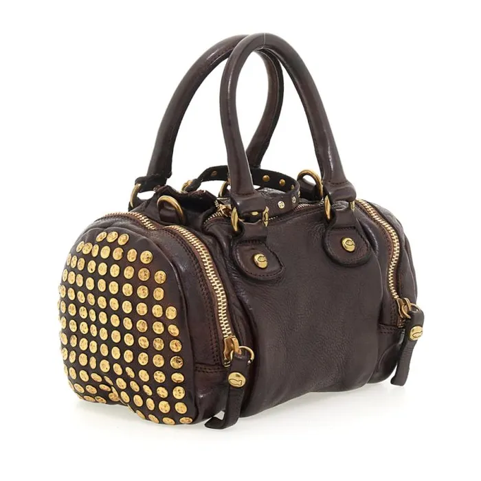 Handbags Women Campomaggi Studs Leather Bags Brown
