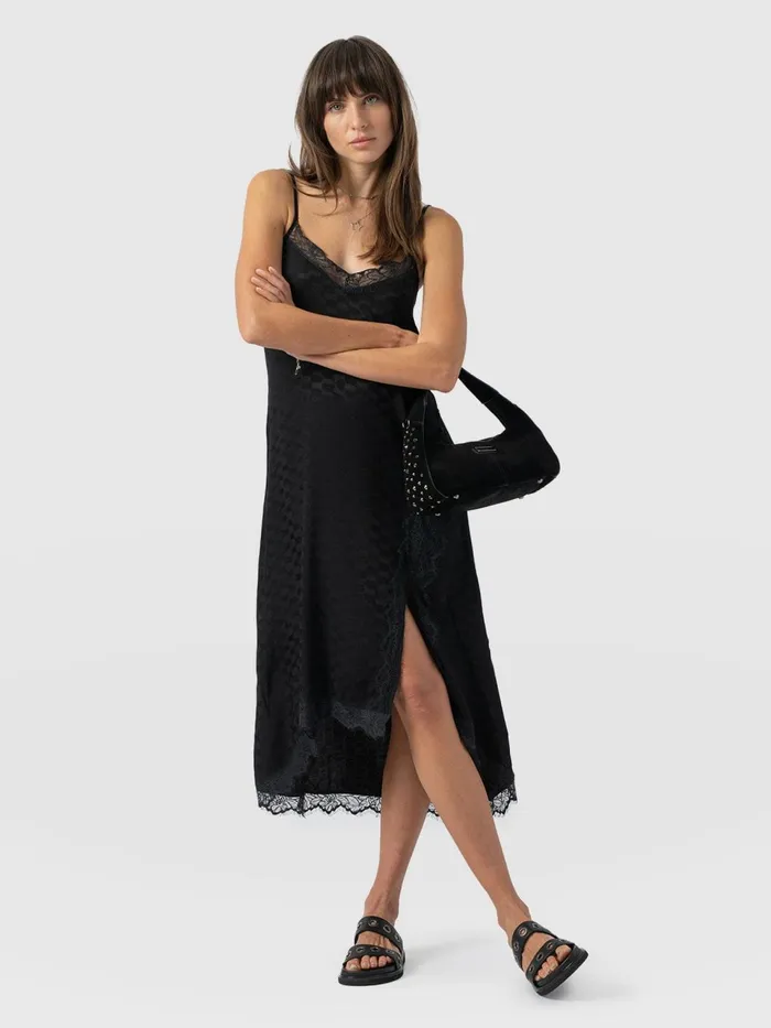 Harper Lace Cami Dress 8211 Black Jacquard Black Jacquard Women Saint And Sofia Dresses