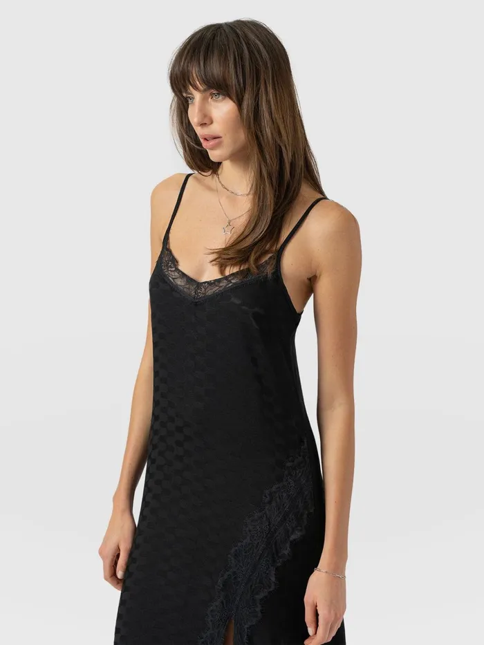 Harper Lace Cami Dress 8211 Black Jacquard Black Jacquard Women Saint And Sofia Dresses