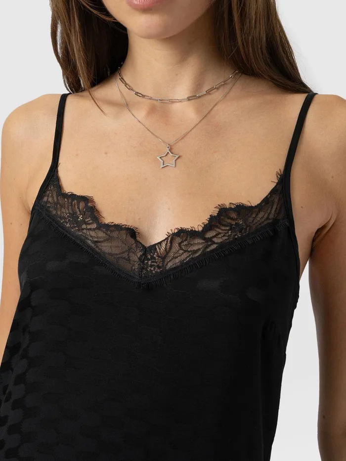 Harper Lace Cami Dress 8211 Black Jacquard Black Jacquard Women Saint And Sofia Dresses