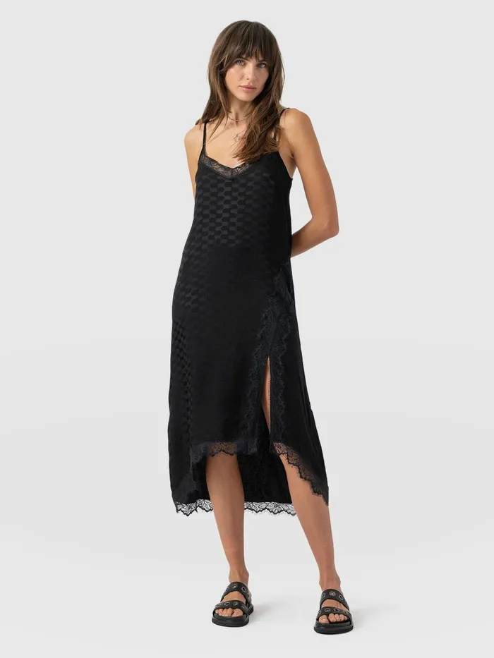 Harper Lace Cami Dress 8211 Black Jacquard Black Jacquard Women Saint And Sofia Dresses