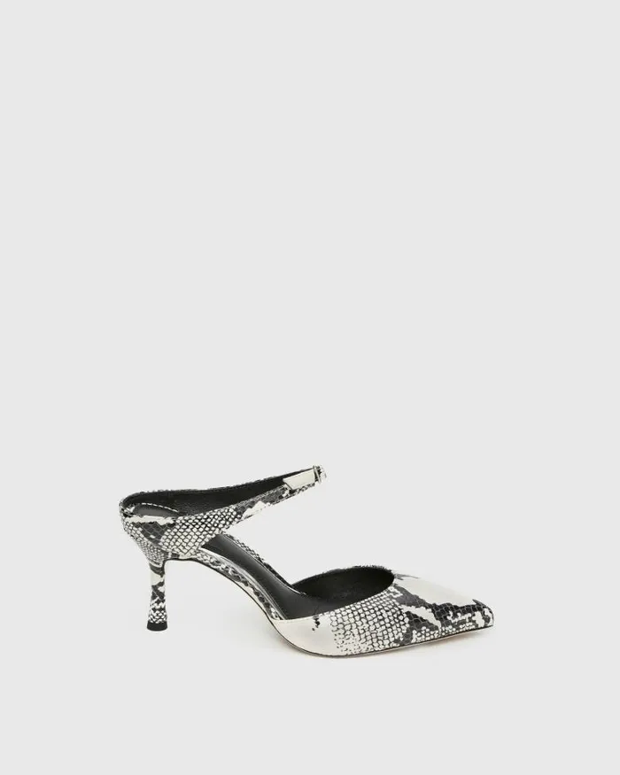 Heels and Wedges Women PAIGE Preston Mule 8211 Natural Multi Snake Leather