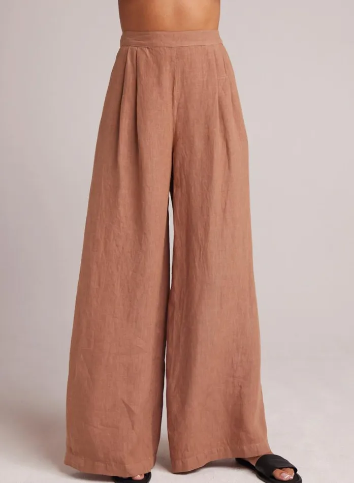 High Waisted Linen Pleated Pant 8211 Desert Brown Women Bella Dahl Pants