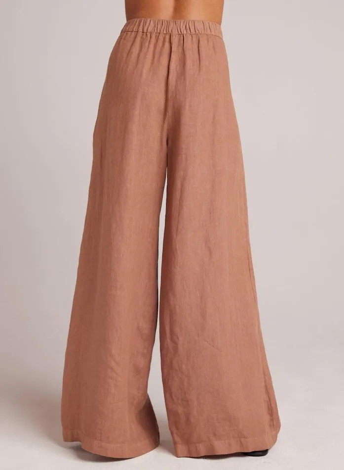 High Waisted Linen Pleated Pant 8211 Desert Brown Women Bella Dahl Pants