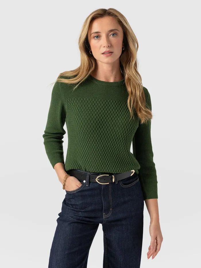 Honeycomb Rib Sweater 8211 Green Green Women Saint And Sofia Knitwear
