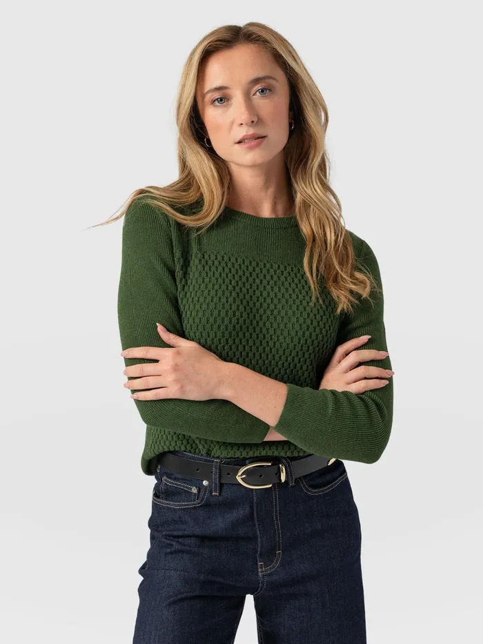 Honeycomb Rib Sweater 8211 Green Green Women Saint And Sofia Knitwear