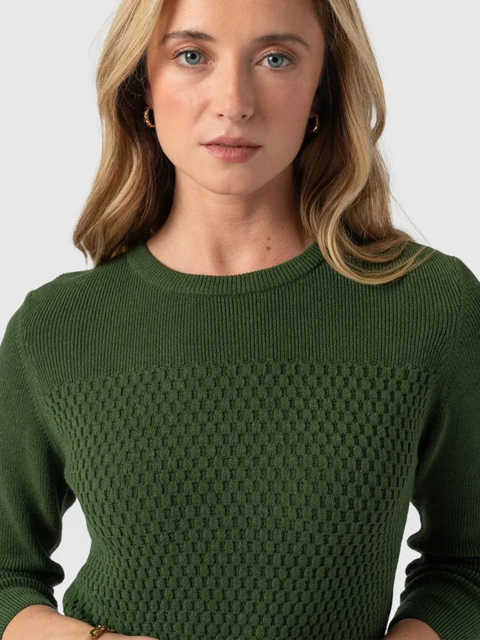 Honeycomb Rib Sweater 8211 Green Green Women Saint And Sofia Knitwear