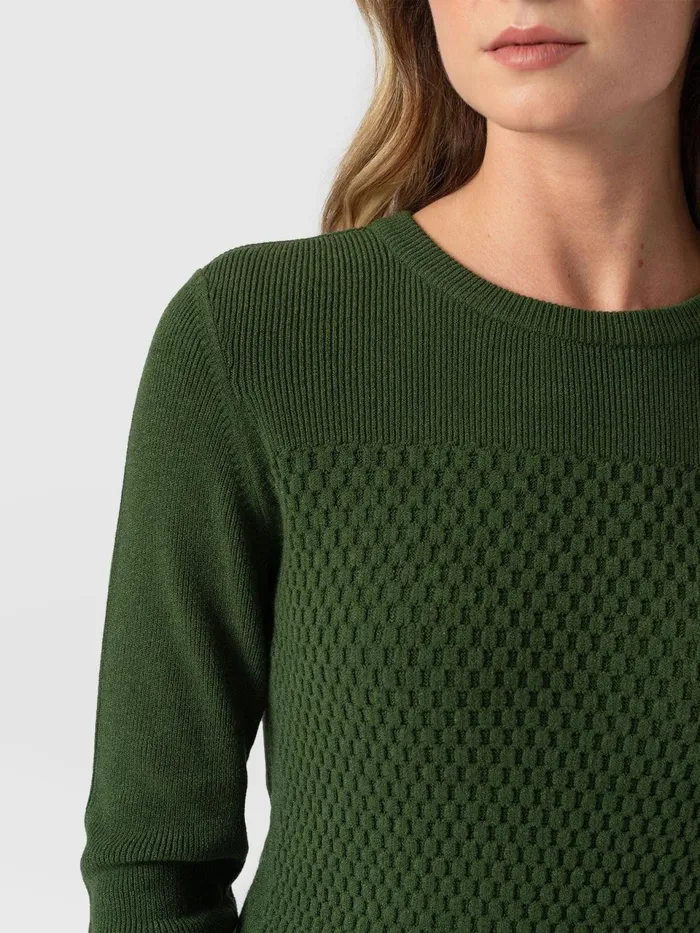 Honeycomb Rib Sweater 8211 Green Green Women Saint And Sofia Knitwear