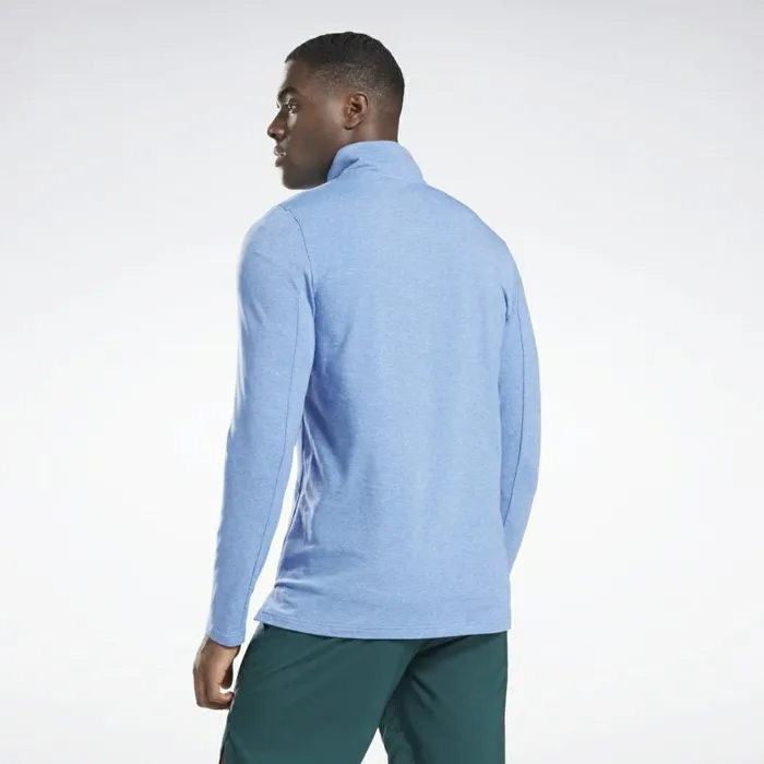 Hoodies and Sweatshirts Mens Reebok ActivchillCotton QuarterZip Top Court Blue