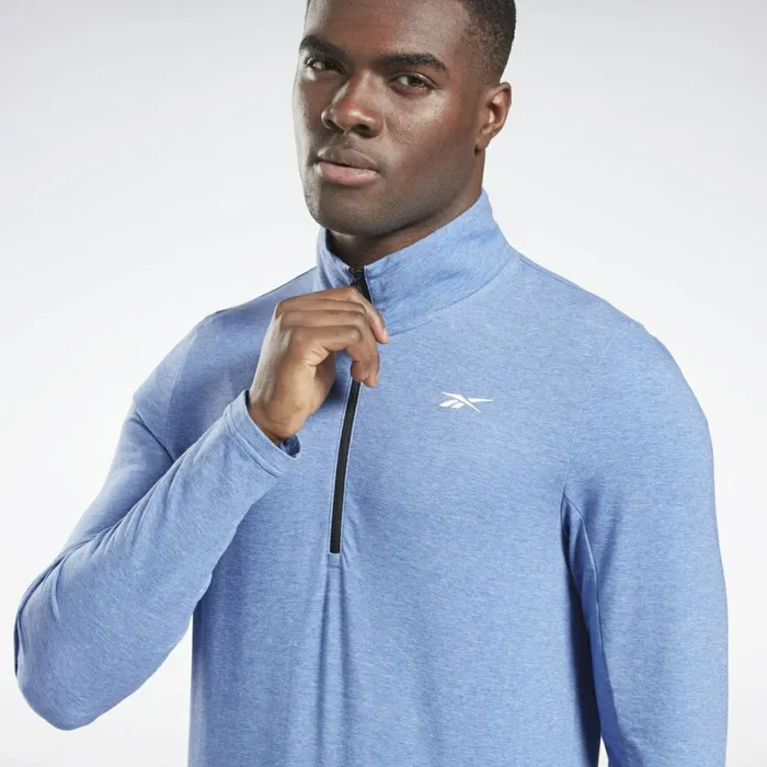 Hoodies and Sweatshirts Mens Reebok ActivchillCotton QuarterZip Top Court Blue