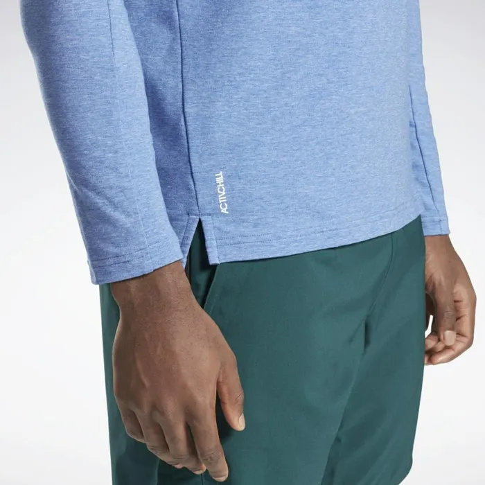 Hoodies and Sweatshirts Mens Reebok ActivchillCotton QuarterZip Top Court Blue