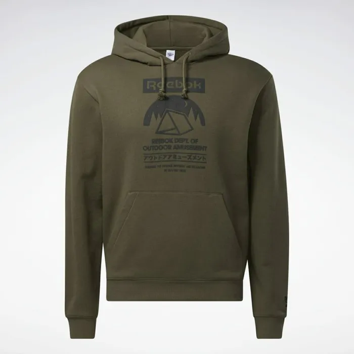 Hoodies and Sweatshirts MensWomens Reebok Classics Camping Graphic Hoodie Army Green