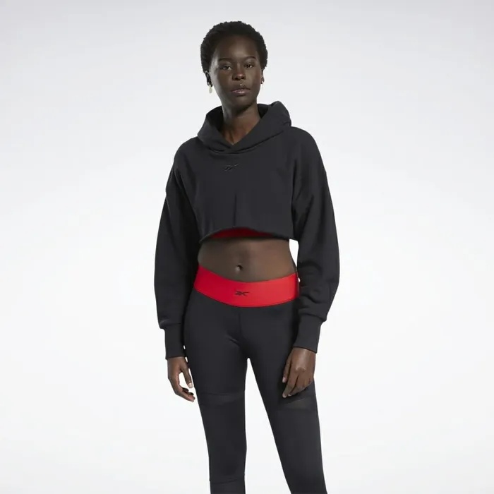 Hoodies and Sweatshirts Womens Reebok Cardi B Crop Sweatshirt Black