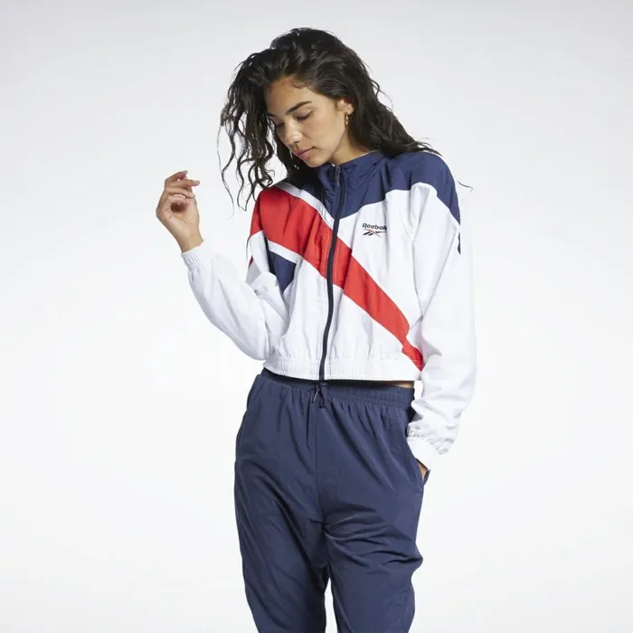 Hoodies and Sweatshirts Womens Reebok Classics Cropped Vector Track Jacket White Vector Navy Vector Red Hoodies and Sweatshirts Womens Reebok Classics Cropped Vector Track Jacket White Vector Navy Vector Red