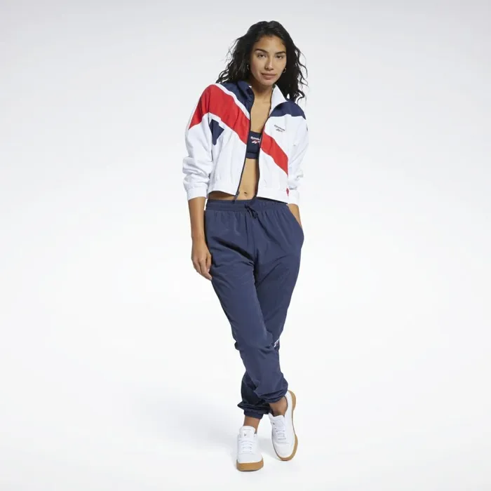Hoodies and Sweatshirts Womens Reebok Classics Cropped Vector Track Jacket White Vector Navy Vector Red