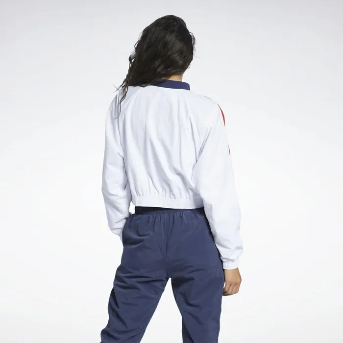 Hoodies and Sweatshirts Womens Reebok Classics Cropped Vector Track Jacket White Vector Navy Vector Red