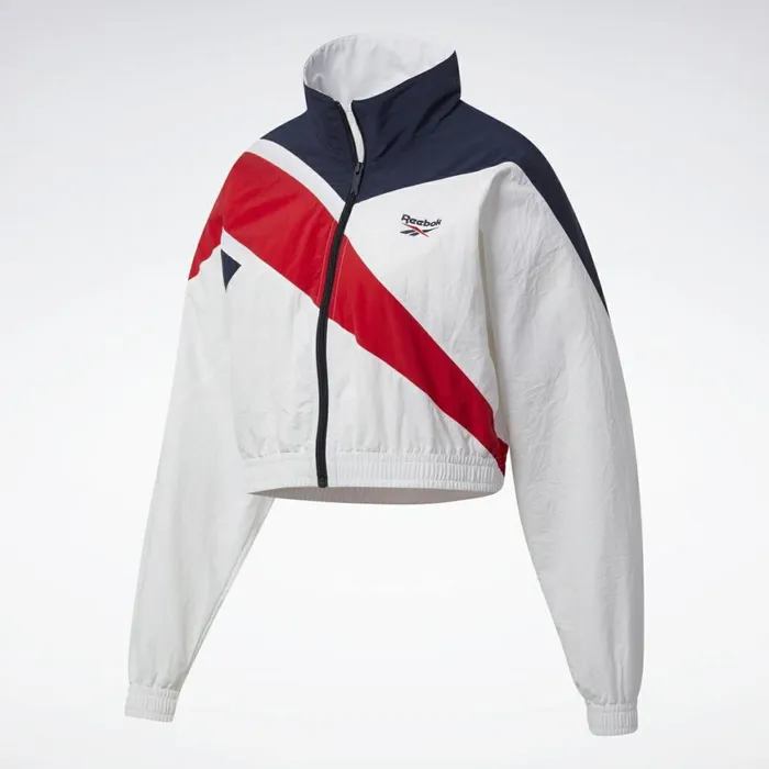 Hoodies and Sweatshirts Womens Reebok Classics Cropped Vector Track Jacket White Vector Navy Vector Red