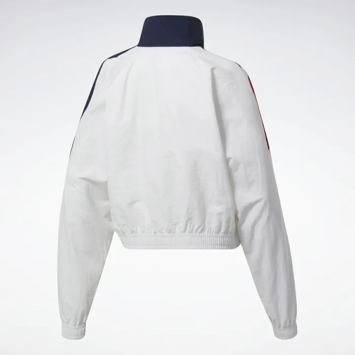 Hoodies and Sweatshirts Womens Reebok Classics Cropped Vector Track Jacket White Vector Navy Vector Red