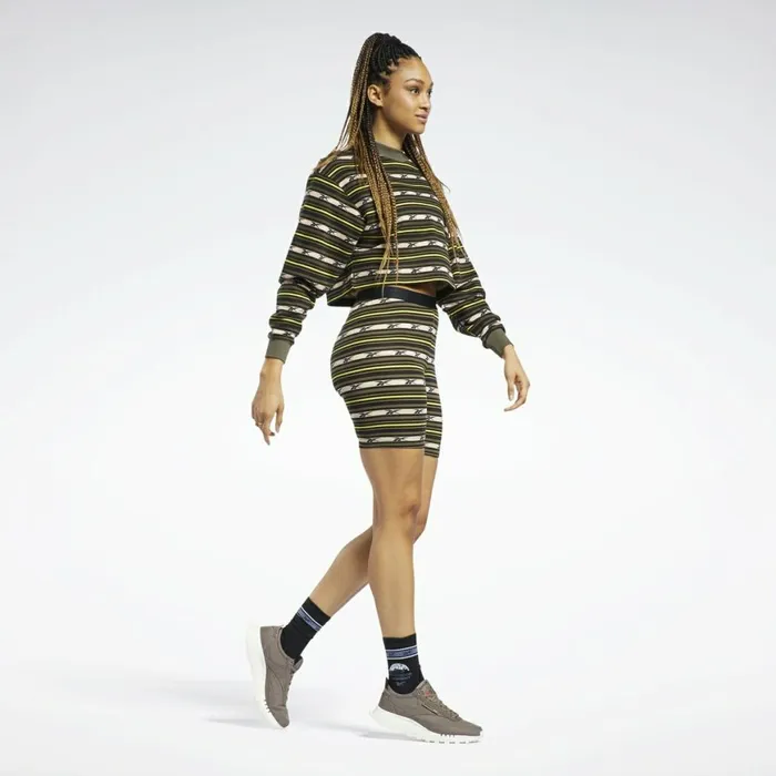Hoodies and Sweatshirts Womens Reebok Classics Printed Sweatshirt Army Green