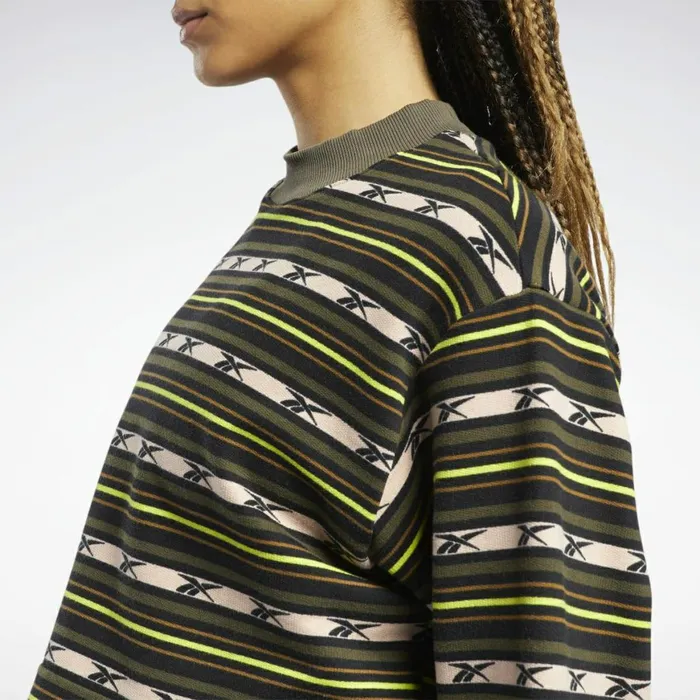 Hoodies and Sweatshirts Womens Reebok Classics Printed Sweatshirt Army Green