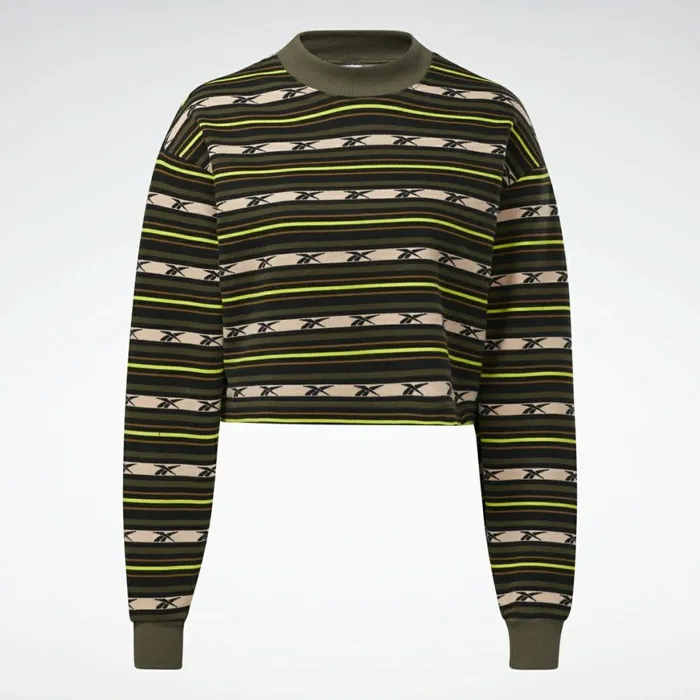 Hoodies and Sweatshirts Womens Reebok Classics Printed Sweatshirt Army Green