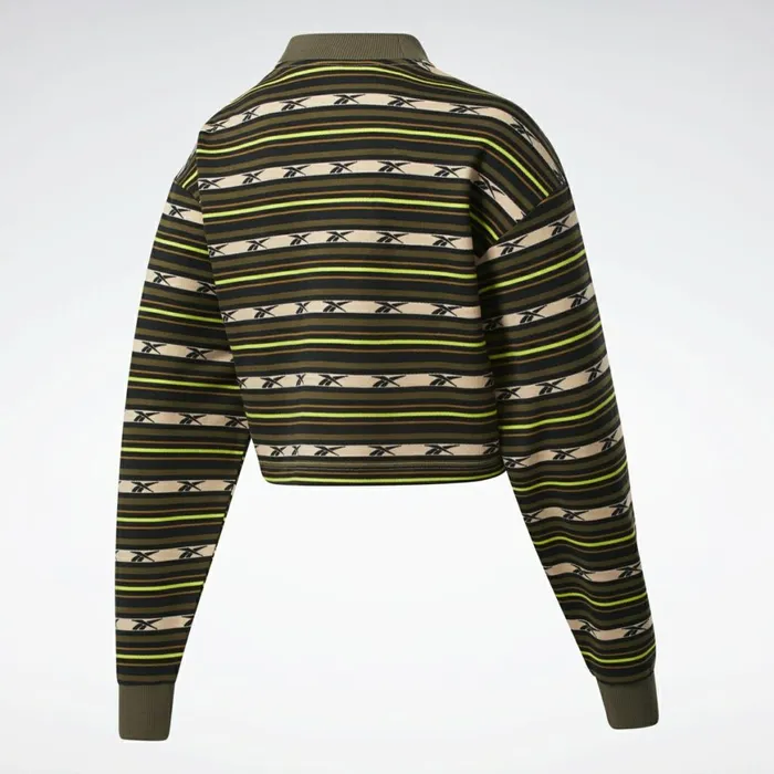 Hoodies and Sweatshirts Womens Reebok Classics Printed Sweatshirt Army Green