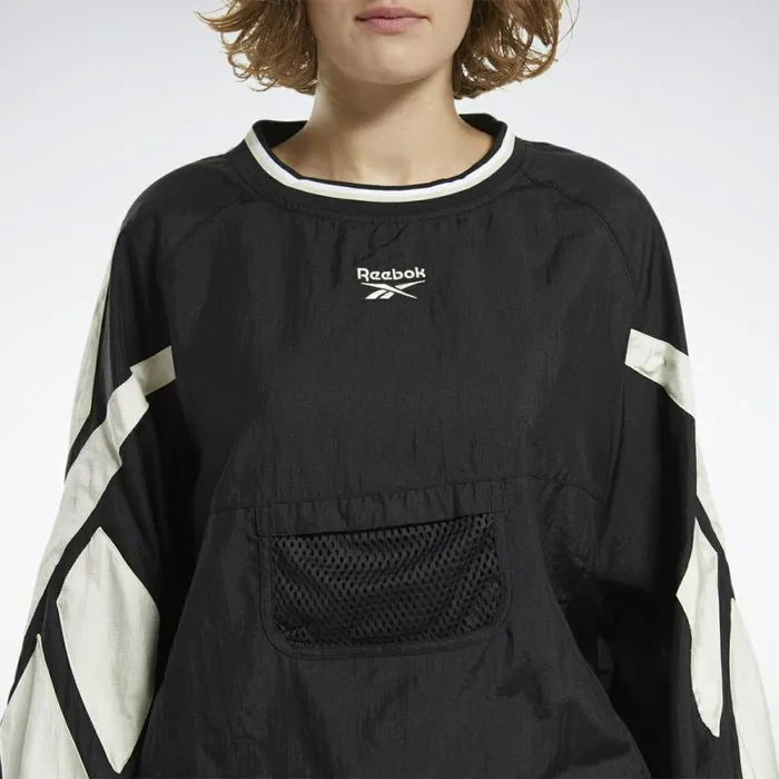 Hoodies and Sweatshirts Womens Reebok Classics Twin Vector Crew Sweatshirt Black Alabaster