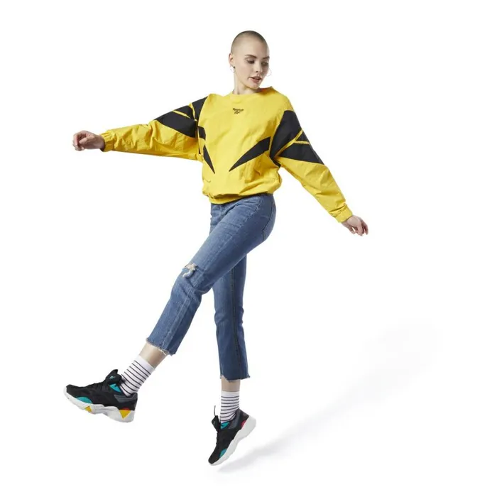 Hoodies and Sweatshirts Womens Reebok Classics Vector Crew Sweatshirt Toxic Yellow
