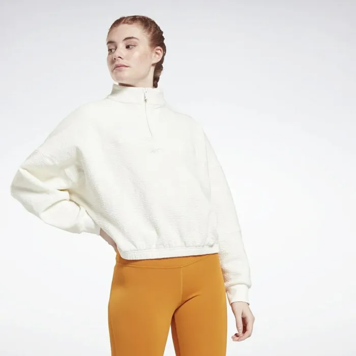 Hoodies and Sweatshirts Womens Reebok Fashion CoverUp Chalk