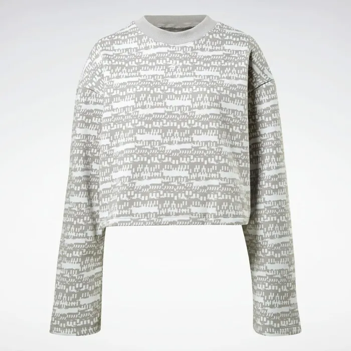 Hoodies and Sweatshirts Womens Reebok MYT Printed Long Sleeve CoverUp Mgh Solid Grey