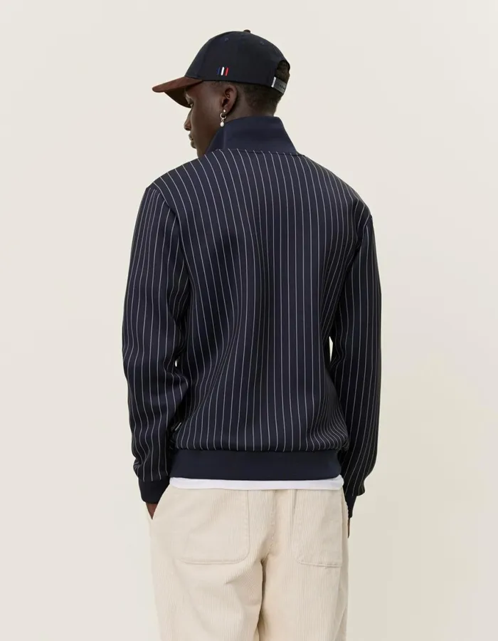 HoodiesSweatshirts Men Les Deux Ballier Pinstripe Track Jacket 8211 Dark NavyLight Ivory