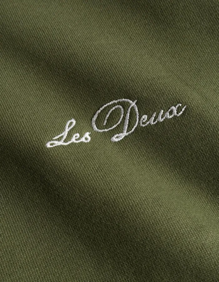 HoodiesSweatshirts Men Les Deux Crew Hoodie 8211 Chive GreenLight Ivory