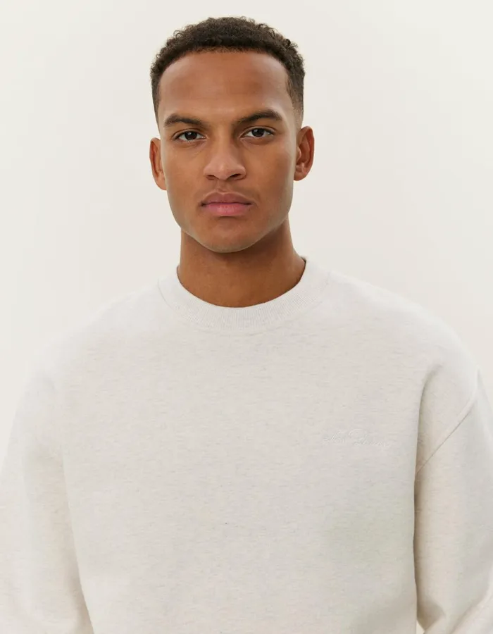 HoodiesSweatshirts Men Les Deux Crew Sweatshirt 8211 Snow Melange