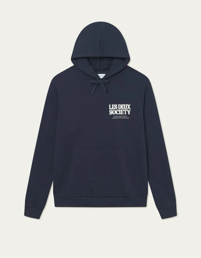 HoodiesSweatshirts Men Les Deux Society Hoodie 8211 Dark NavyIvory