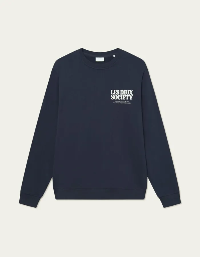 HoodiesSweatshirts Men Les Deux Society Sweatshirt 8211 Dark NavyIvory
