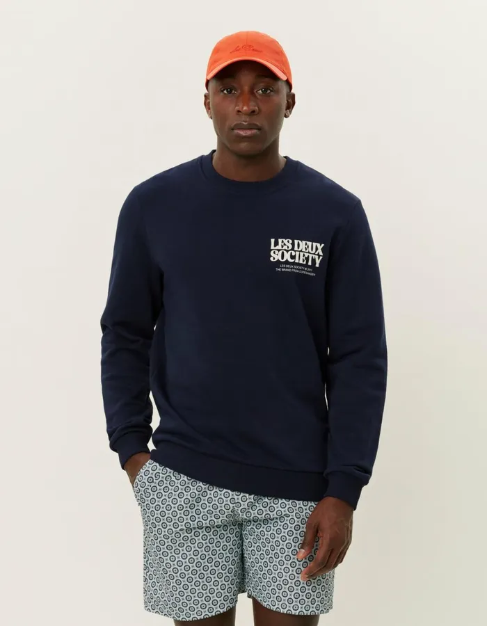 HoodiesSweatshirts Men Les Deux Society Sweatshirt 8211 Dark NavyIvory