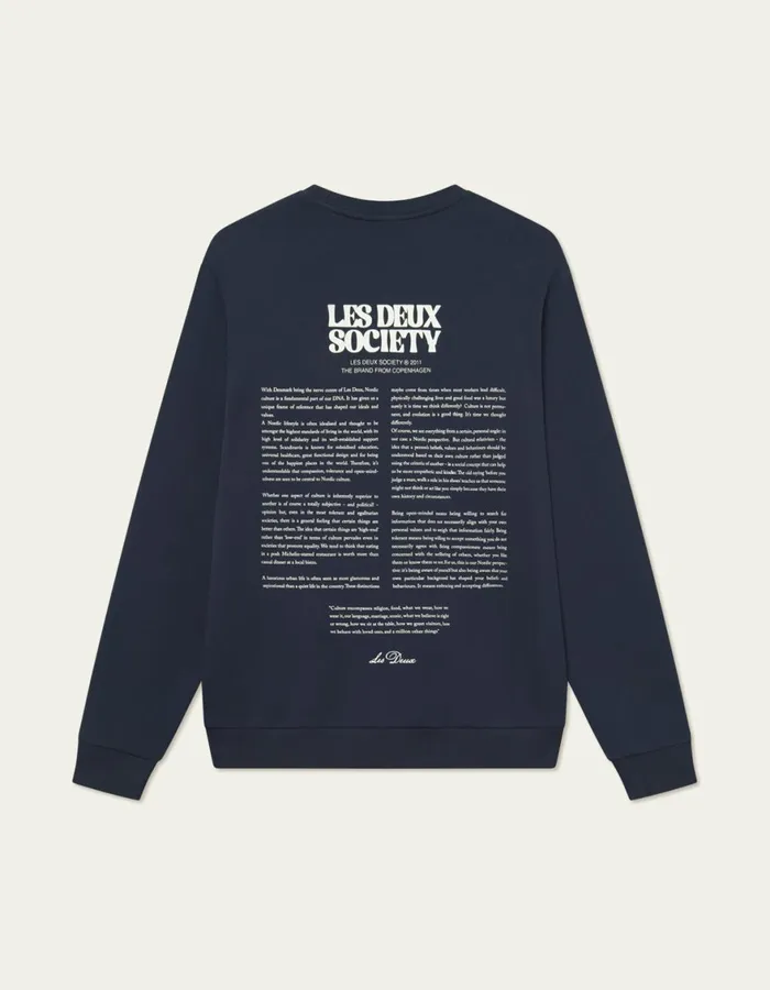 HoodiesSweatshirts Men Les Deux Society Sweatshirt 8211 Dark NavyIvory