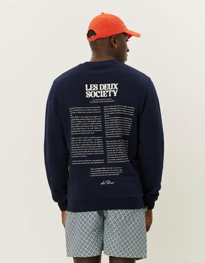 HoodiesSweatshirts Men Les Deux Society Sweatshirt 8211 Dark NavyIvory