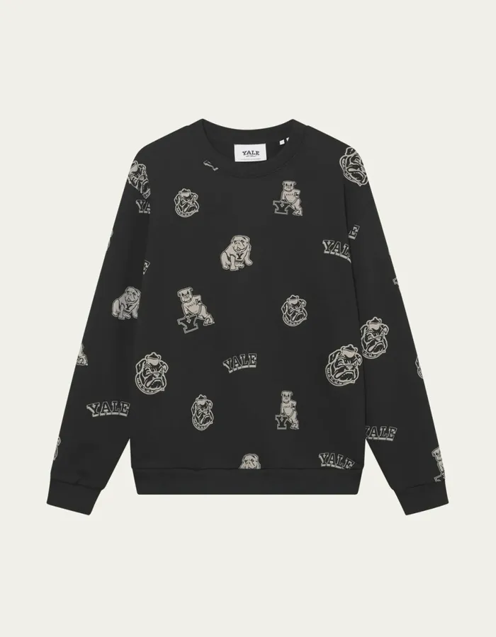 HoodiesSweatshirts Men Les Deux Yale AOP Logo Sweatshirt 8211 BlackIvory