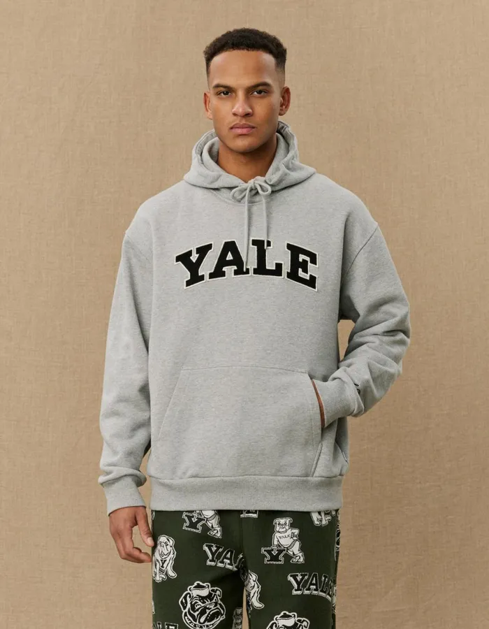 HoodiesSweatshirts Men Les Deux Yale Hoodie 8211 Light Grey MelangeBlack