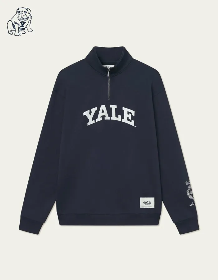 HoodiesSweatshirts Men Les Deux Yale Logo HalfZip Sweatshirt 8211 Dark Navy