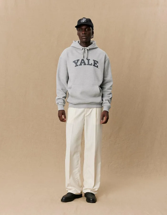 HoodiesSweatshirts Men Les Deux Yale Logo Hoodie 8211 Light Grey Melange
