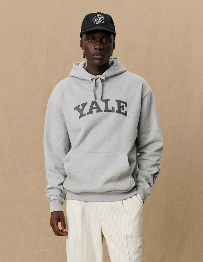 HoodiesSweatshirts Men Les Deux Yale Logo Hoodie 8211 Light Grey Melange