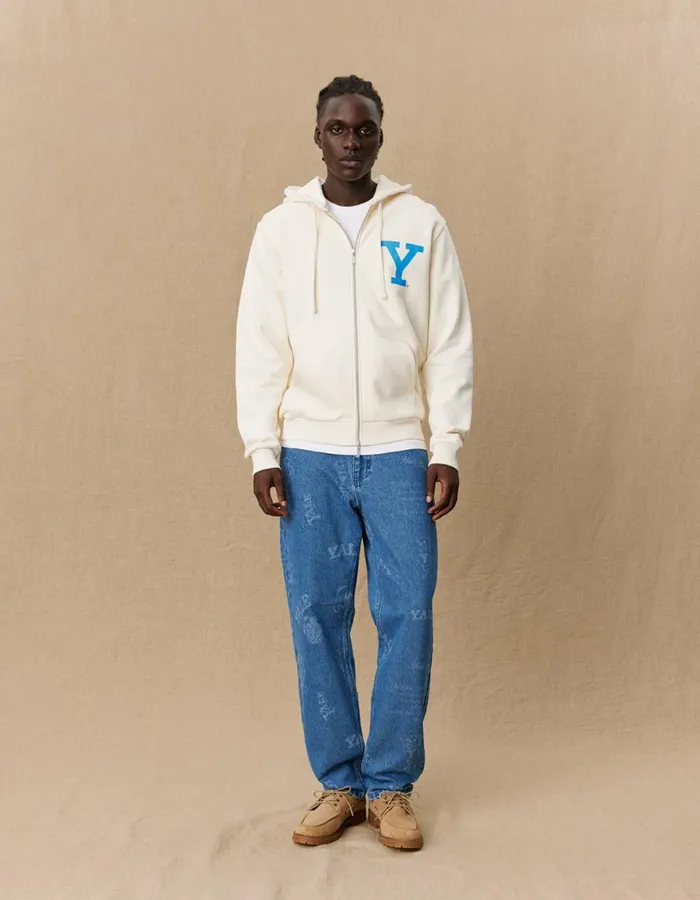 HoodiesSweatshirts Men Les Deux Yale Y Zipper Hoodie 8211 Light Ivory