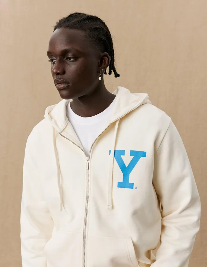 HoodiesSweatshirts Men Les Deux Yale Y Zipper Hoodie 8211 Light Ivory