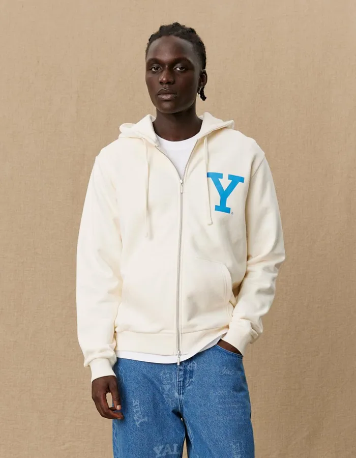 HoodiesSweatshirts Men Les Deux Yale Y Zipper Hoodie 8211 Light Ivory